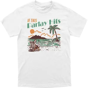 If This Parlay Hits Tee - Menswear Graphic T-Shirt with Beach Scene Design - Top