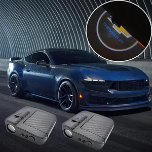 2pcs Infrared Sensor Car Door Welcome Light, Car Door Lights, Battery-powered, Non-destructive Installation, No battery included, Suitable for Chevrolet, Dodge and other brands, Automatic lighting at night, carbon fiber texture, ABS shell