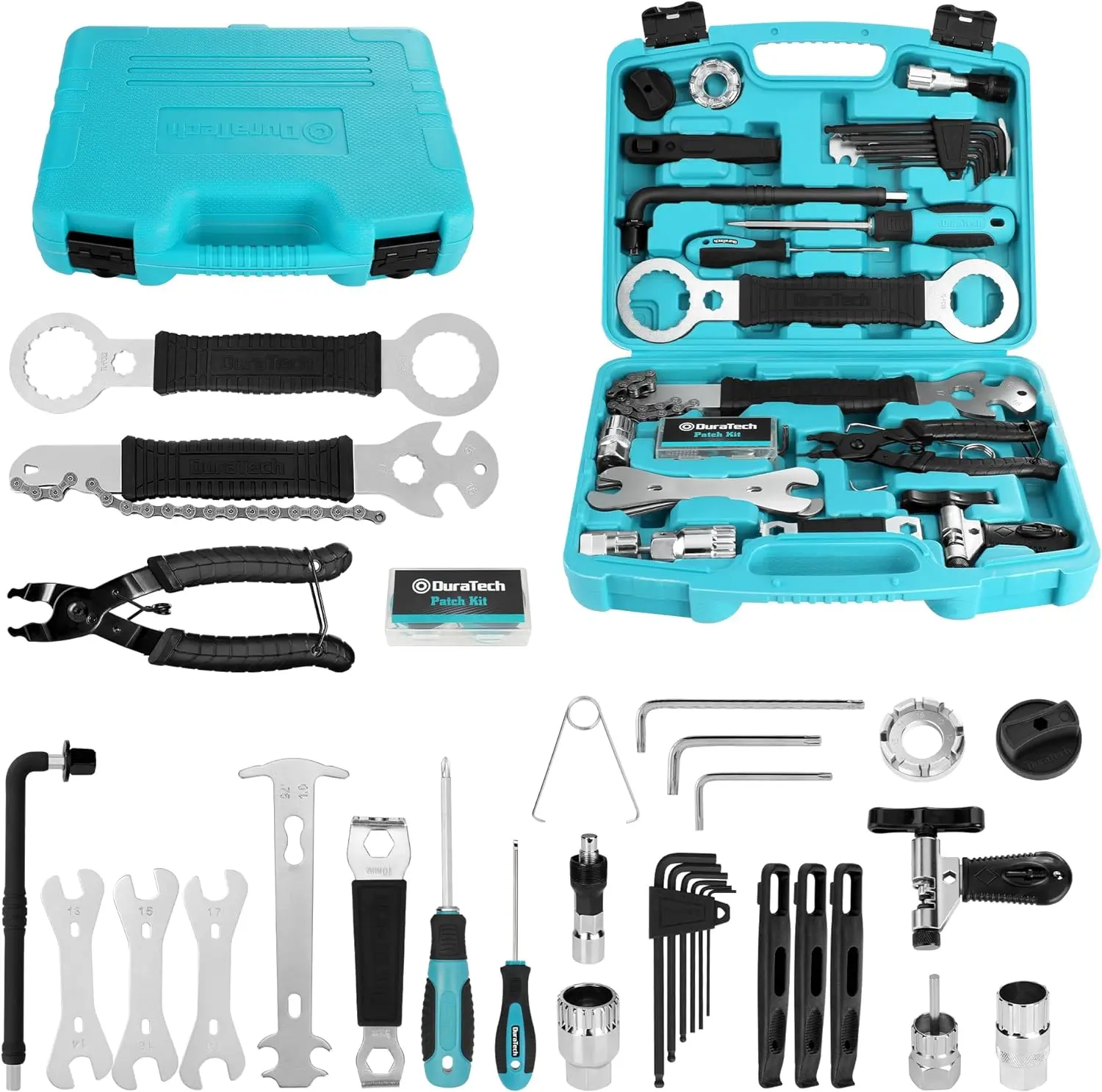 41 Pieces Bike Repair Tools, Complete Bike Tools Kit with Storage Box, Mountain Bike Maintenance Tools, for Mountain, Road, and Park Bicycle with Chain Riveter, Tire Levers, Crank Puller