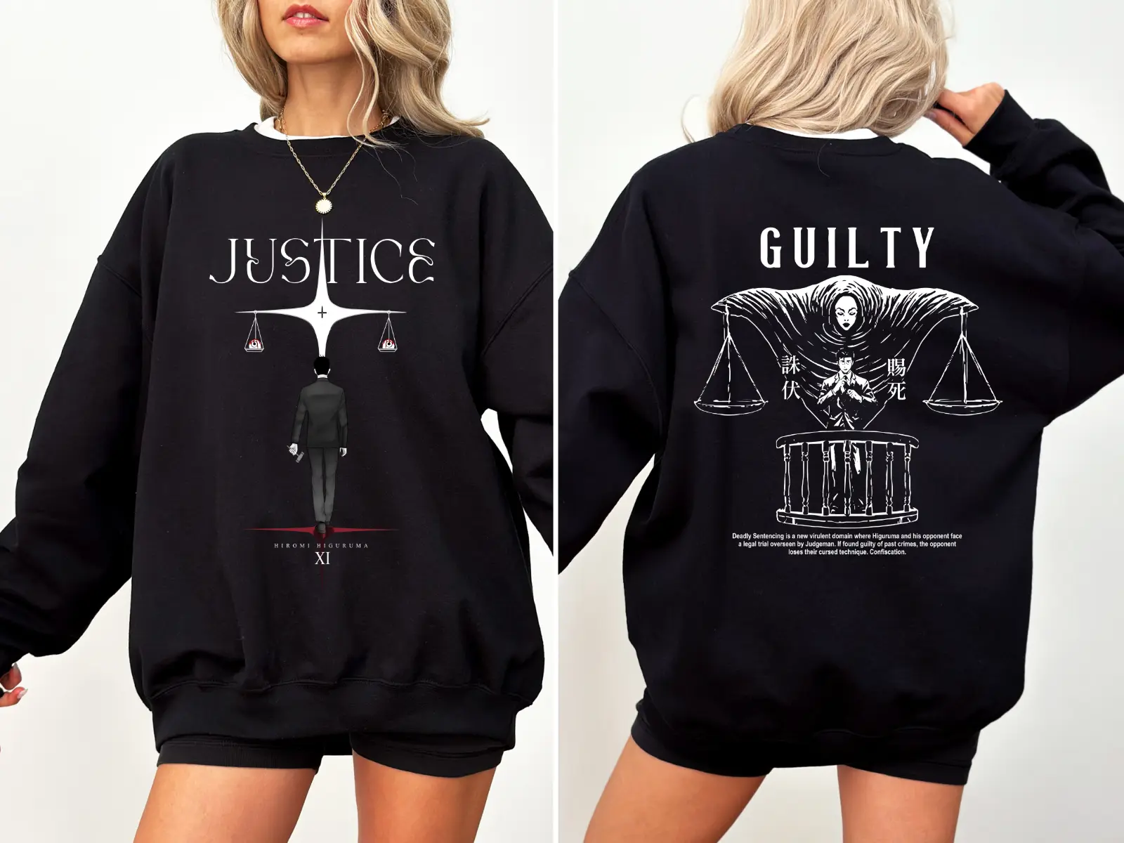 Higuruma Justice 2 Sided Sweatshirt, Hoodie & T-Shirt & , Hiromi Higuruma Kaisen Shirt, Jujutsu Kaisen Tee, Gift For JJK Fans