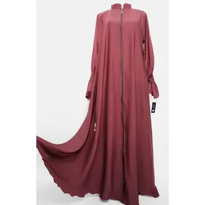 Full Zip Flare Umbrella Abaya - Maroon