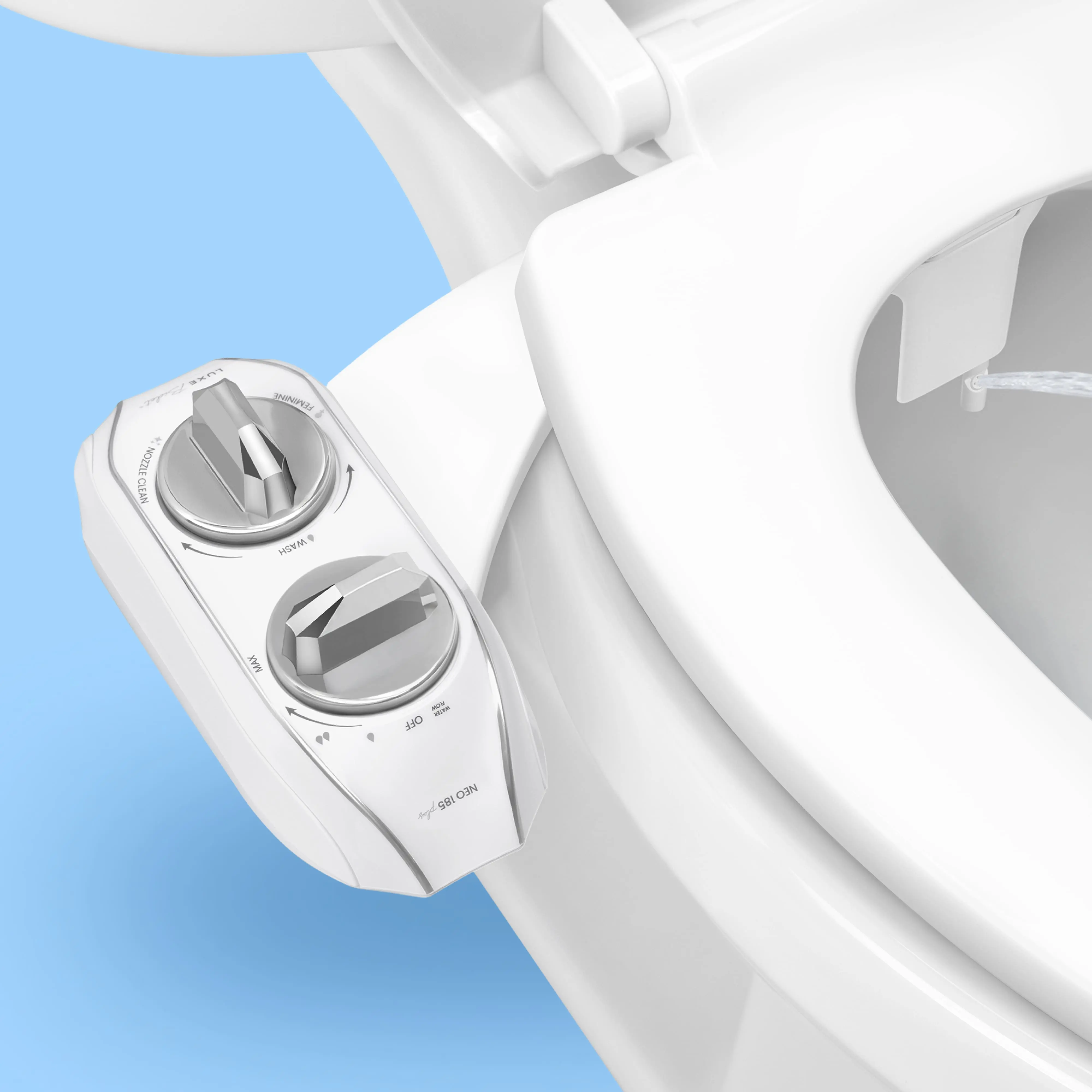 LUXE Bidet NEO 185 Plus Dual Nozzle Toilet Seat Attachment - Rear & Feminine Wash, Easy Slide-in Installation, Patented 360° Self-Clean, Flip Feature, Bathroom Decor, A Bidet, Bidets In Toilets