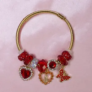 Red Virgencita Bangle Bracelet