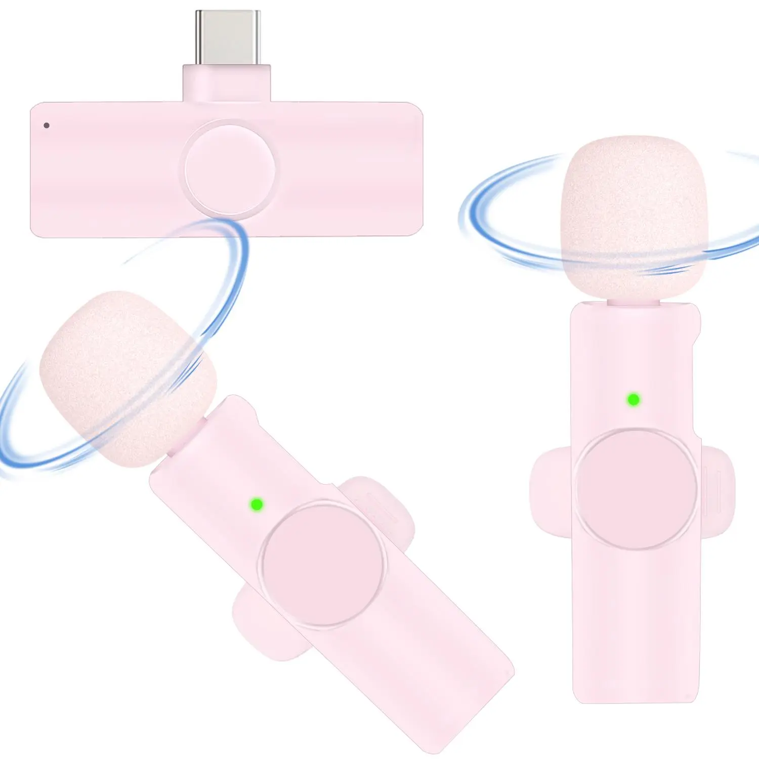 Wireless Mini Microphone, USB Rechargeable Wireless Lavalier Lapel Mic for Video Recording, Clip on Shirt Phone Microphones for Interview Podcast, Audio