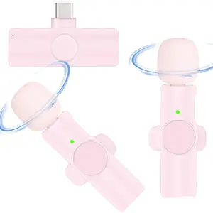 Wireless Mini Microphone, USB Rechargeable Wireless Lavalier Lapel Mic for Video Recording, Clip on Shirt Phone Microphones for Interview Podcast, Audio