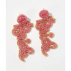 Bride Beaded Dangle Earrings - Pink