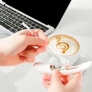 Electrical Latte Art Pen Cake Decoration Pen Coffee Carving Pen for Coffee Cake Baking Pastry Tools White NONE