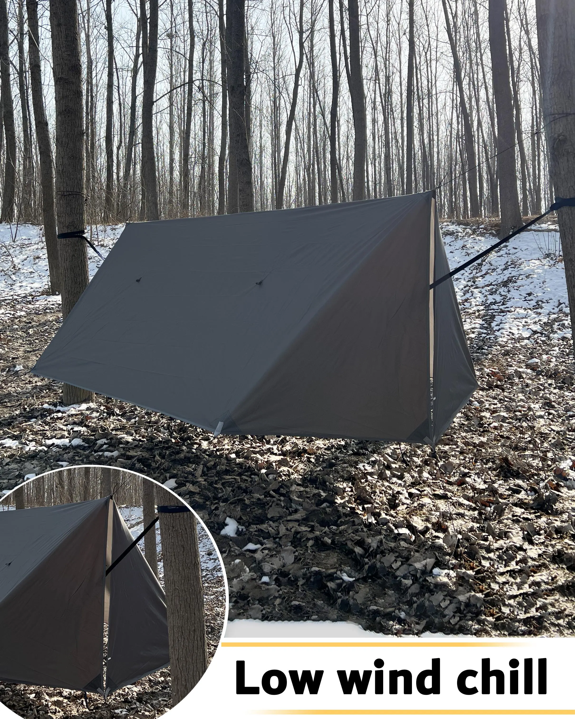 Sunyear Hammock Rain Fly Waterproof - Premium Hammock Tarp with Doors to Stay Warm and Dry in All Seasons | Portable and Lightweight Camp Rain Fly with All Installations Included | 11 Ft / 2lbs