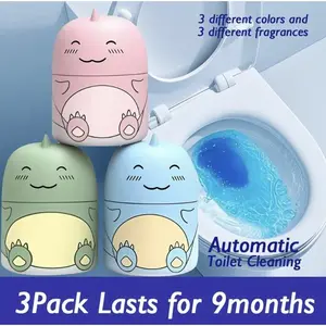 Toilet Bowl Cleaner Bottle, Cute Dinosaur-Shaped Bathroom Toilet Tank Cleaner with Ocean, Jasmine, and Peach Scent
