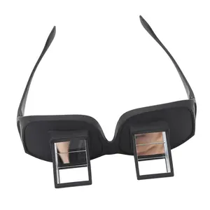 Health Gear Lazy Glasses, Optical Glass 90 Degree Crochet Glasses Mirror Reading Glasses for Laying Down Reading Knitting Watching TV Black