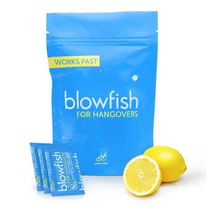 Blowfish Personal Pack - 40 Lemon Flavored Effervescent Tablets for Fast Morning Relief - Science Backed Formula