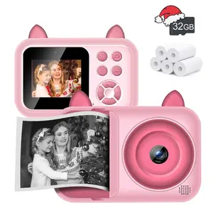 Children's instant printing camera，high-definition digital camera portable multifunctional children's photo printer，camera and accessories creative drawing and photography gifts child friendly design，suitable as gifts for Christmas， birthday and New Year