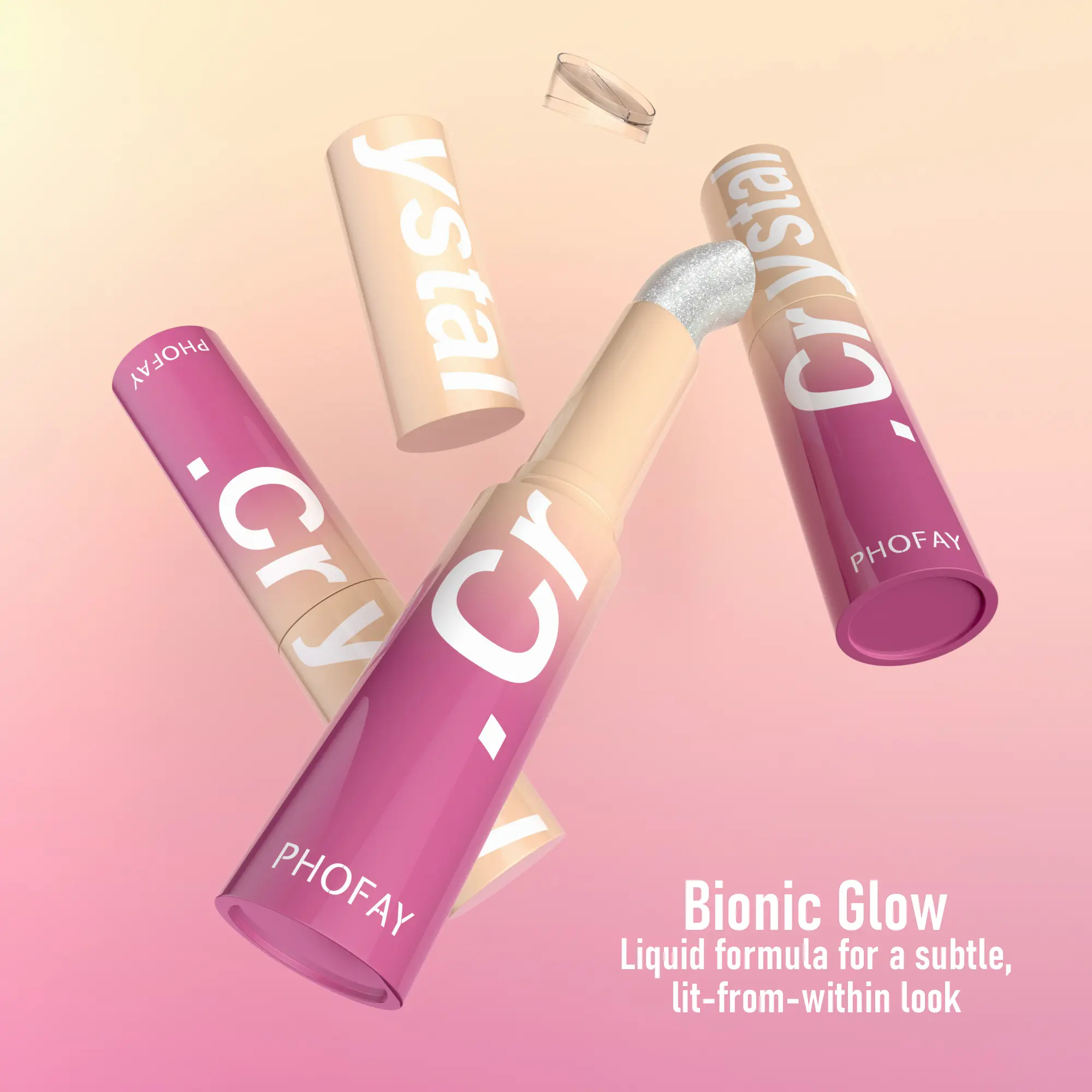 PHOFAY Crystal Jelly Highlight Stick, Lipgloss Lipstick Shimmer Highlighter  Set - Glossy Moisturizing Hydrating Lip Balm, Glow Eyeshadow & Face Highlighter, Lightweight Shiny Cosmetic Makeup, Moisture & Hydrate Formula - #01 to #06 Multifunctional Blush