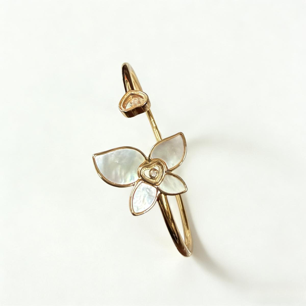 Vintage Gold Flower Cuff Bangle, Enamel Open Bracelet, Retro Jewelry for Women, Perfect Gift for Girl Friend Mom