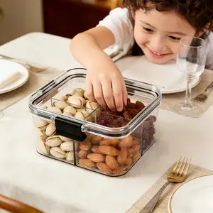 4-Compartment Airtight Food Storage Container - Thickened Square Kitchen Canister for Tea, Spices, Grains, Herbs, Dry Goods, BPA-Free Plastic,Jewelry Storage