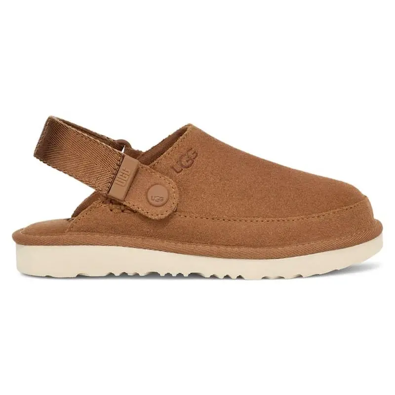 UGG Goldenstar Clog Chestnut Suede Platform Slip-On Sandals Casual Comfort Adjustable Strap Shoes
