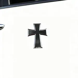 Chrome Metal Carbon Fiber Cross Sticker Decal, Side Decals, Christian Symbol for Cars Motorcycles Suvs, Universal Vehicle Decoration