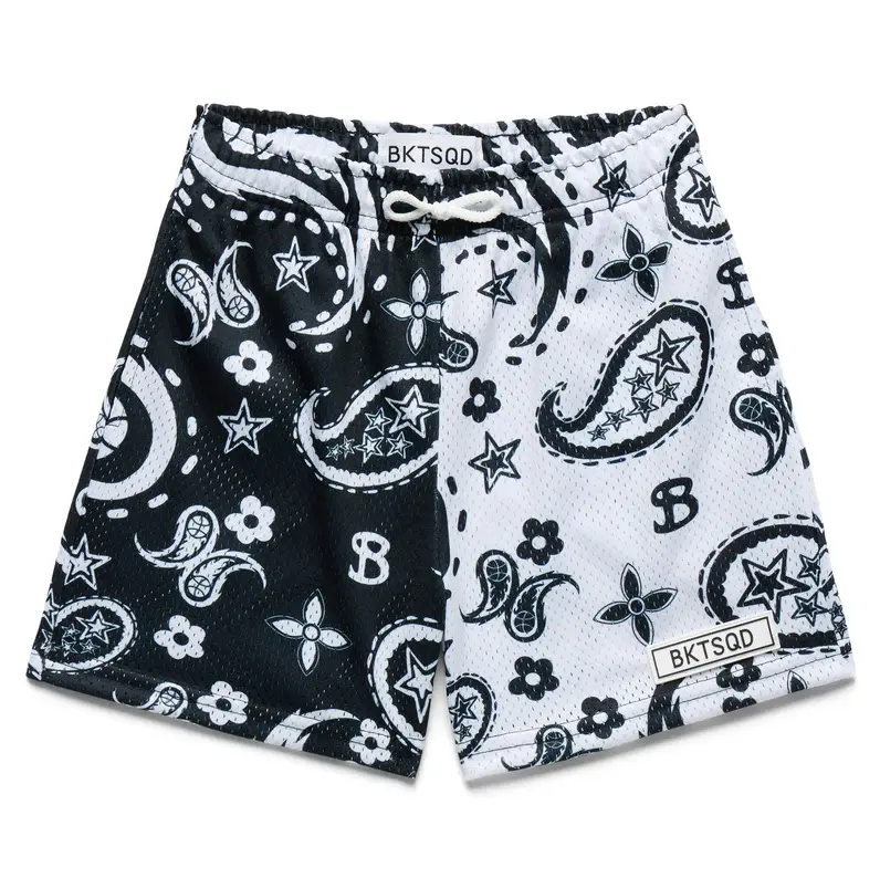 BucketSquad Two-Tone Paisley Shorts, Youth & Adult Basketball Mesh Shorts