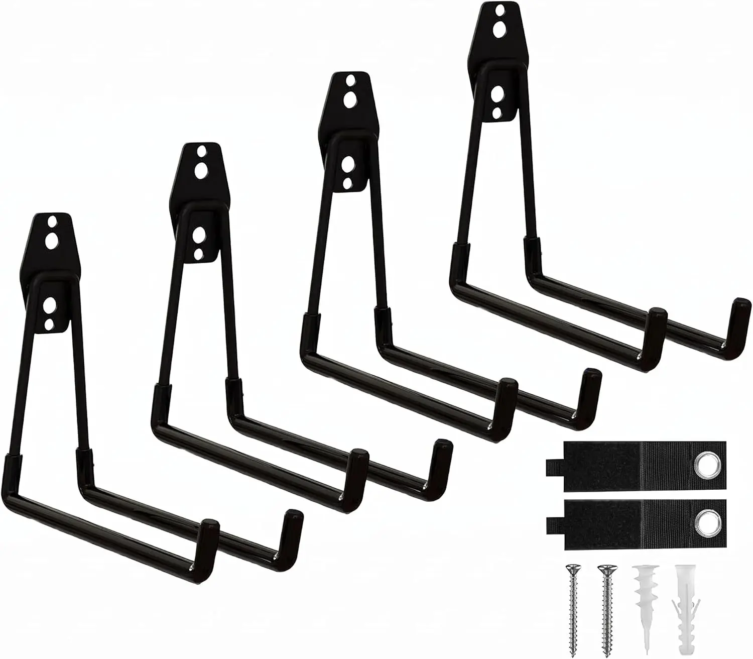 GJANSH 4 Pack 7.7inch Large Square Wall Hooks for Hanging Heavy Duty Ladders, Bikes, Tools Ideal for Garage, Garden, Basement Utility Room Storage