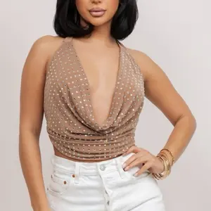 Gabby Studded Open Back Halter Top