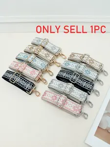 New Boho Embroidered Bag Strap, Ethnic Style Shoulder Strap, Adjustable Wide Straps, Unisex Crossbody Bag Accessory, Fashionable Replacement