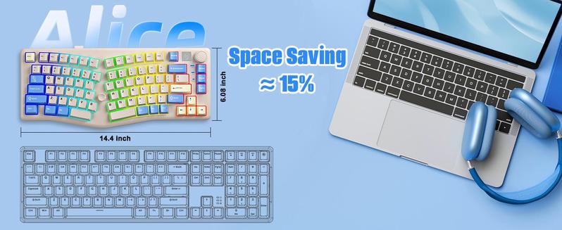 【NEW】LEOBOG*AULA Alice Keyboard, Bluetooth/2.4G Wireless/Type-C Ergonomic Pink Creamy Keyboard with RGB Functional Knob Joystick, 75% Layout Hot-Swappable Custom Keyboards for Win Mac Xbox PC Gamer