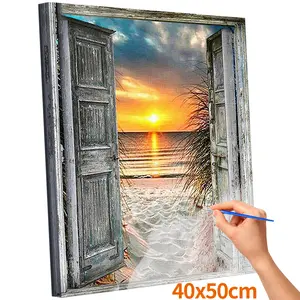 Paint By Numbers Kit for Adults Beginners -16x20in/ 40x50cm Color Canvas, Easy DIY Window View Acrylic Painting Set - Wall Decor for Living Room and Bedroom, Creative Gift for Birthday, Mother's Day and Christmas, Without Frame