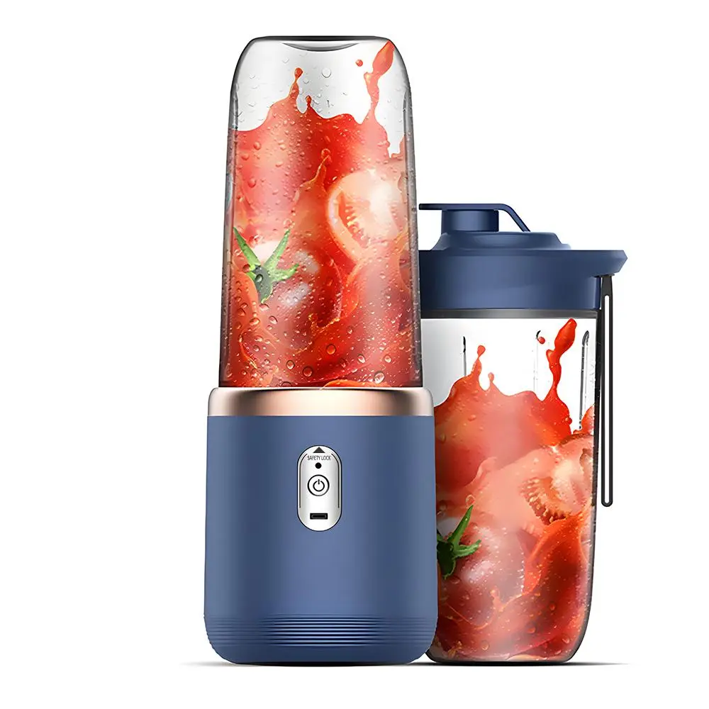 400ML Wireless Portable, USB Rechargeable Mini Fruit Juicer Mixer Blender for Shakes with 6 Blades & Dual Cup, Household Kitchen Appliances Portable Smoothie Blender, Blender Smoothie Maker, Portable Blender for Shakes and Smoothies