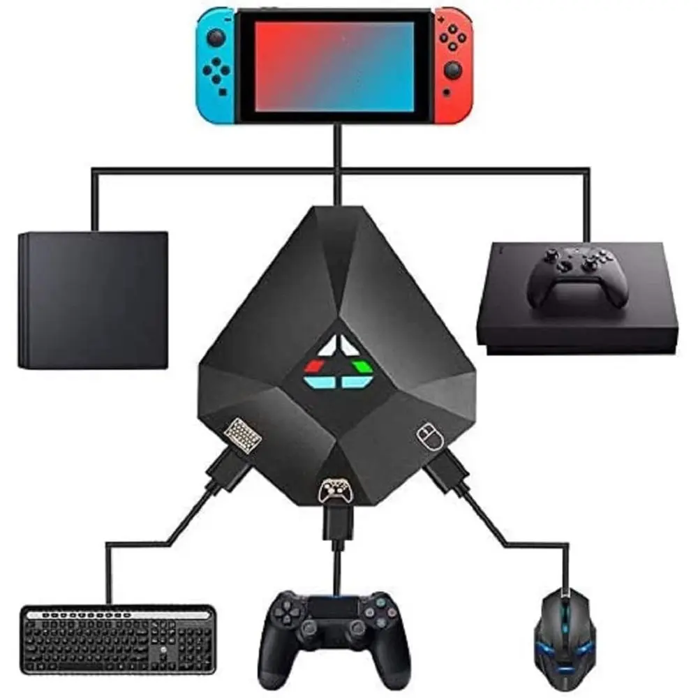 Keyboard and Mouse Adapter USB Connection Mouse and Keyboard Converte for PS4/PS3/Xbox One/Xbox 360/Nintendo Switch regalo para pareja Button Console, Accessories, Game Controller Wireless Black Smartphone, Converter Kit