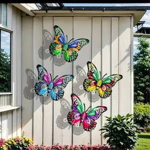 4pcs Metal Butterfly Wall Art Decor, Garden Patio Living Room Balcony Hanging Decoration, Perfect Gift for Family and Friends