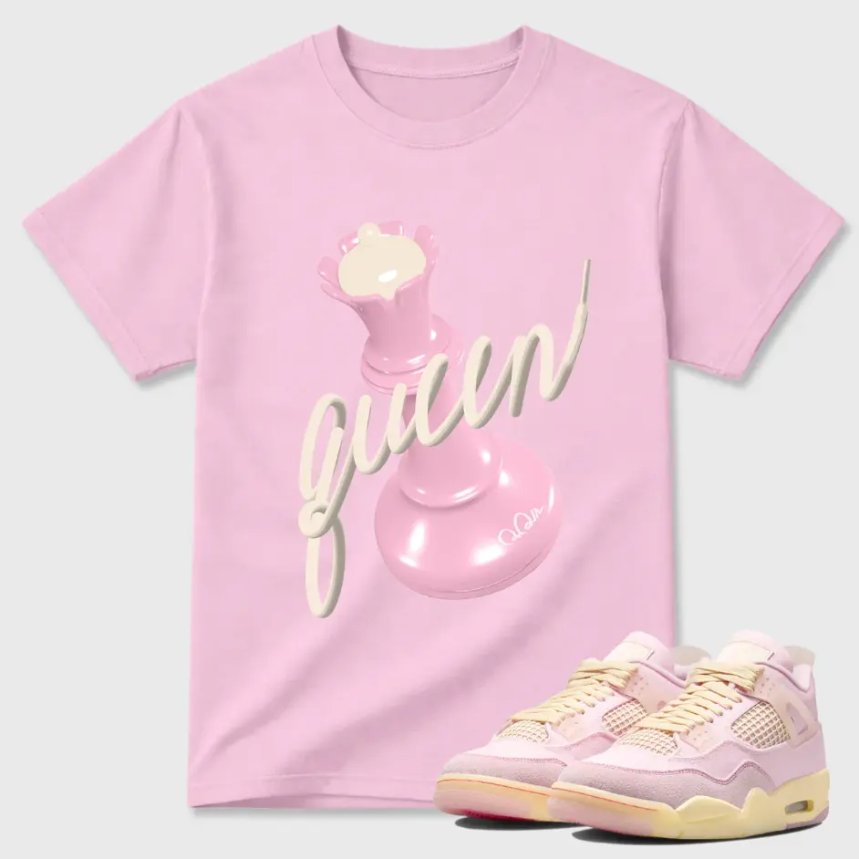 Queen Chess Graphic Tee, Pink Shirt to Match Sneakers, Unisex Aesthetic Streetwear T-Shirt, Cute Queen Casual Outfit Top