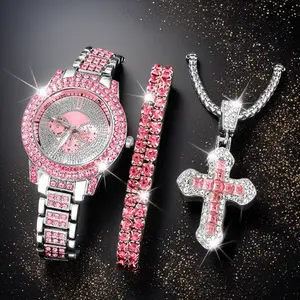 Women's Quartz Watch Set - Fashionable Minimalist Design with Sparkling Accents Elegant Daily Wear Ideal Gift for Her