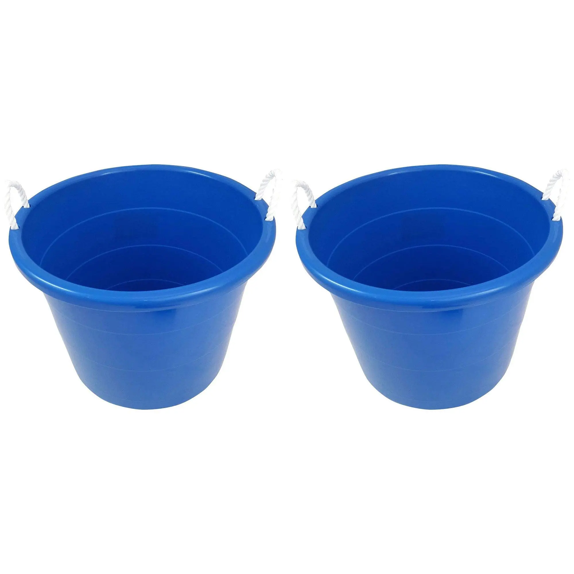 Homz 18 Gal Plastic Open Storage Round Utility Tub with Handles, Blue (2 Pack) Homz 18 Gal Plastic Open Storage Round Utility Tub with Handles, Blue (2 Pack)