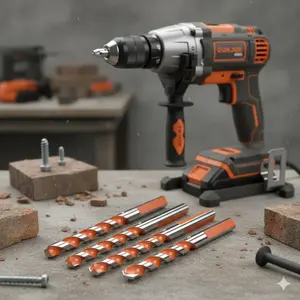 Tungsten Carbide Tip Drill Bit Set 6-12mm for Concrete Tile Wall Mirror Ceramic, Industrial Masonry Hole Saw with Anti-Slip Grip & Coating, Multi-Purpose for Wood Plastic Soft Metal, Construction Repair DIY Tools