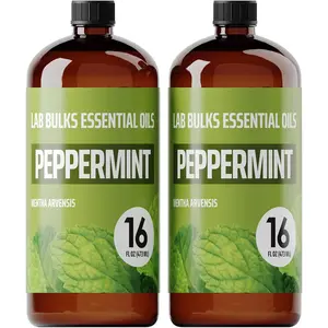 Peppermint Essential Oil - 16 oz, 2 Pack, Bulk for Diffusers, Candles, Cleaning & DIY Sprays
