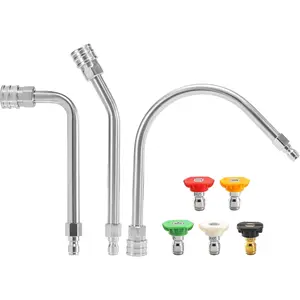 Pressure Washer Extension Wand-30°, 90°, 120° Gutter Cleaner Attachment Kit with 5 Nozzle Tips, 1/4" Quick Connect, High Power Washer Lance for Roof, Deck, Car, Gutters, 4000 PSI