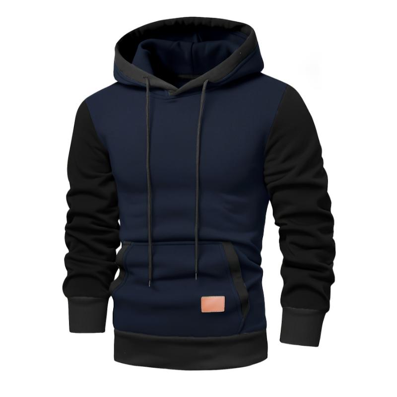 Stylish Patchwork Hooded Sweatshirt - Fashion Hoodies with Contrast Color, Kangaroo Pocket, and Long Sleeve for Casual Daily Outerwear