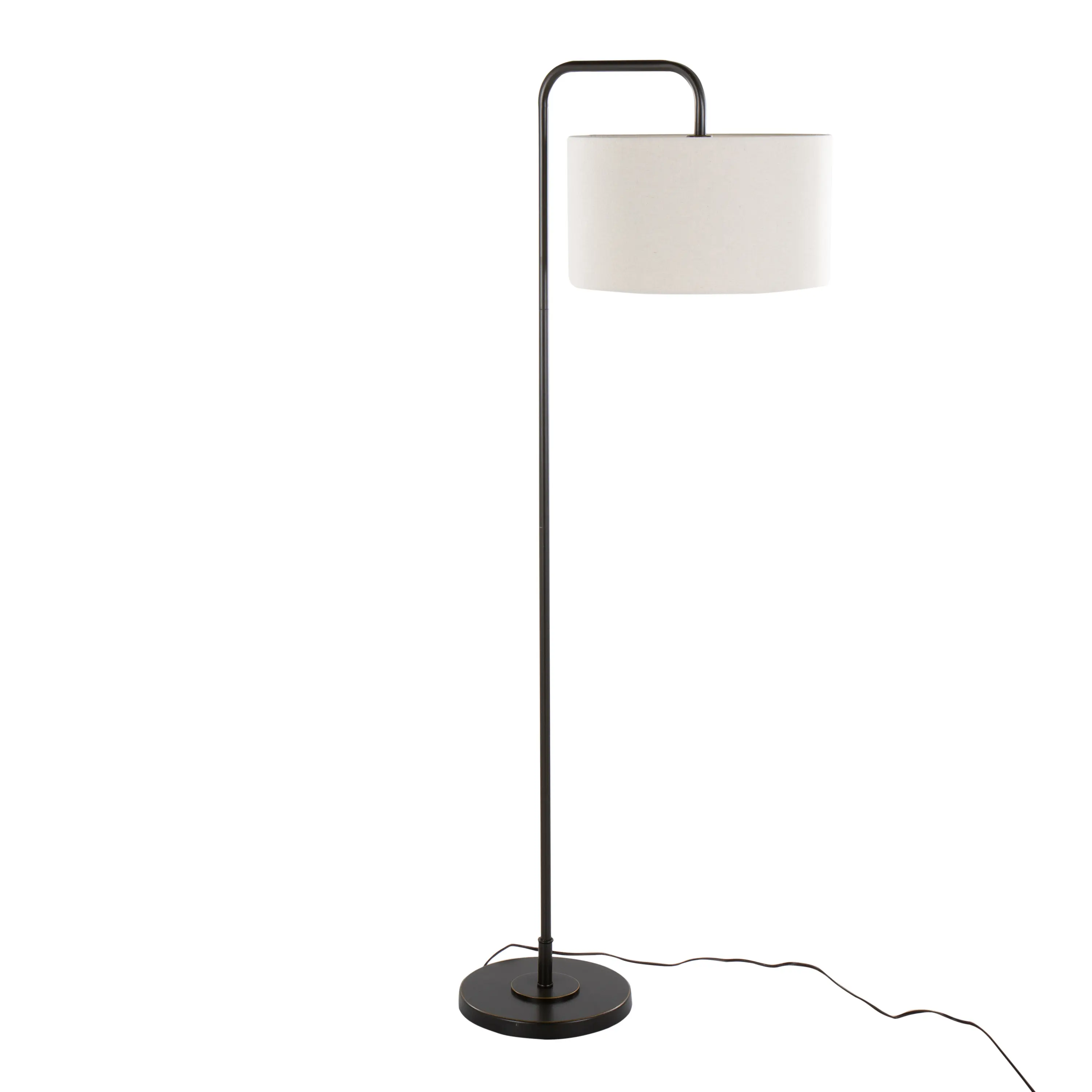 63" Floor Lamp with Beige Linen Shade, Oil Rubbed Bronze Metal, Contemporary Style