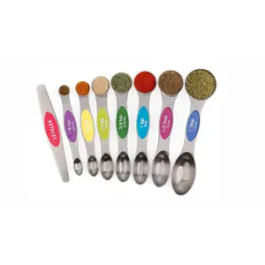 Magnetic Dual Sided Measuring Spoons with Leveler Set of 8 Multi Colored Set Does not apply