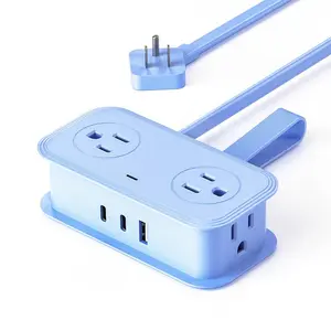 Portable Travel Power Strip with Us Plug, Power Socket Extender, 4 Ac Outlets, 2 Type-C Ports, 1 USB-A Port, Ideal for On-The-Go Charging and Convenience