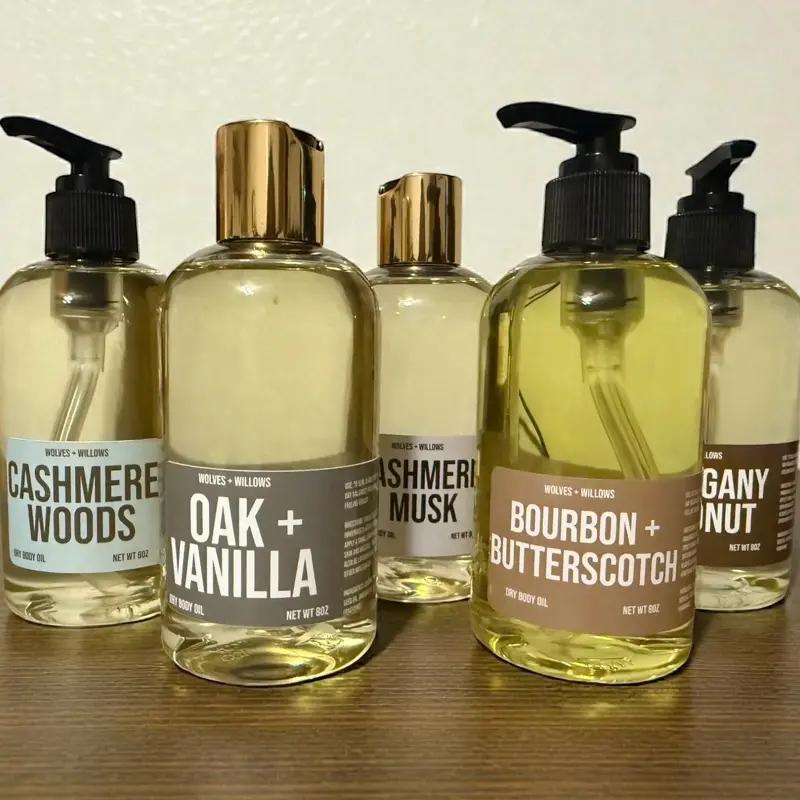 Wolves & Willows Masculine 8oz Body Oil Scented (Orange County) - Vanilla, Lemon, Grape, Cashmere Woods Scents, Coconut, Non-Toxic, Phthalate-Free, Alcohol-Free, Smooth Formula for Soft Skin