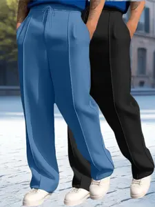 Men's Straight Leg Casual Pants, High-Quality Fabric, Pleated Design, Plain, Fitted, Perfect for Daily Wear & Business Meetings, Must-Have Wardrobe Item, Menswear, Trouser