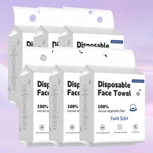 150 Count Disposable Face Towel, Biodegradable Cotton Facial Dry Wipes, Super Soft & Thick Lint-Free Face Towelettes for Sensitive Skincare, Makeup Remover, Facial Cleansing