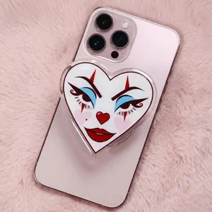 Clown Face with MagSafe Phone Grip, Horror Aesthetic Magnetic Phone Holder, Kawaii Scary Fan Gift , Kindle Accessories sticky Baby mount Library Card Flower-Shaped Multi-Functional Stand Universal Car Double-Sided Octo Adjustable Portable