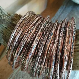 Copper Bangles | Hand Stamped & Forged | 8 gauge