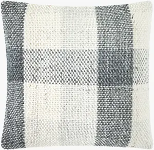 Light Gray Traditional Accent Pillow with cotton details for sofa bed or accent chair