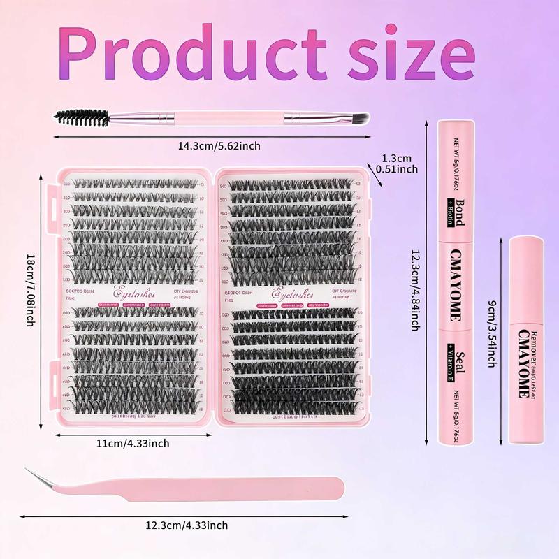 Mixed Length False Eyelashes 30D 40D 50D with Bond and Seal & Remover & Tweezers & Eyelash Curler, Natural Eyelash Extensions, VIRNIOR Lash for Eyelash Enhancements, Lashes Glue Extension,  Lashes Clusters, Cosmetic, Flawless Makeup Lightweight
