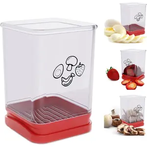 Cup Slicer Fruit Strawberry Cutter: Strawberry Slicer with Push Plate- Stainless Steel Cup Slicer, Quickly Making Fruits Vegetable Egg Banana Salad, Kitchen Portable Slicing Tool Cutting Gadget Cute Modern