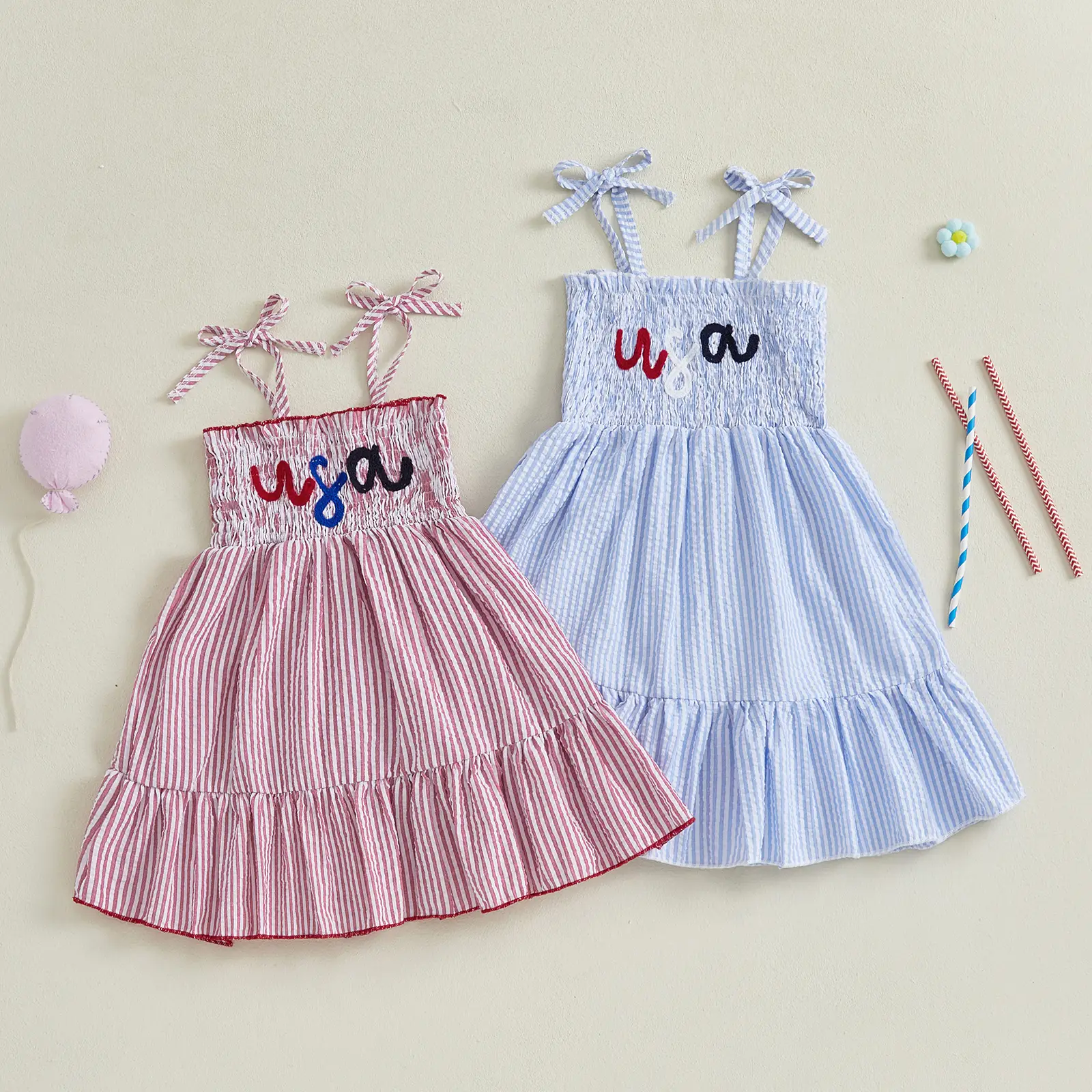 4th of July Toddler Girl Outfit Fourth of July Spaghetti Strap Dress Kids Little Girl Independence Day Clothes