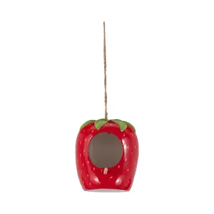 Sagebrook Home 20271 6 in. Strawberry Bird House, Feeder - Red & Green